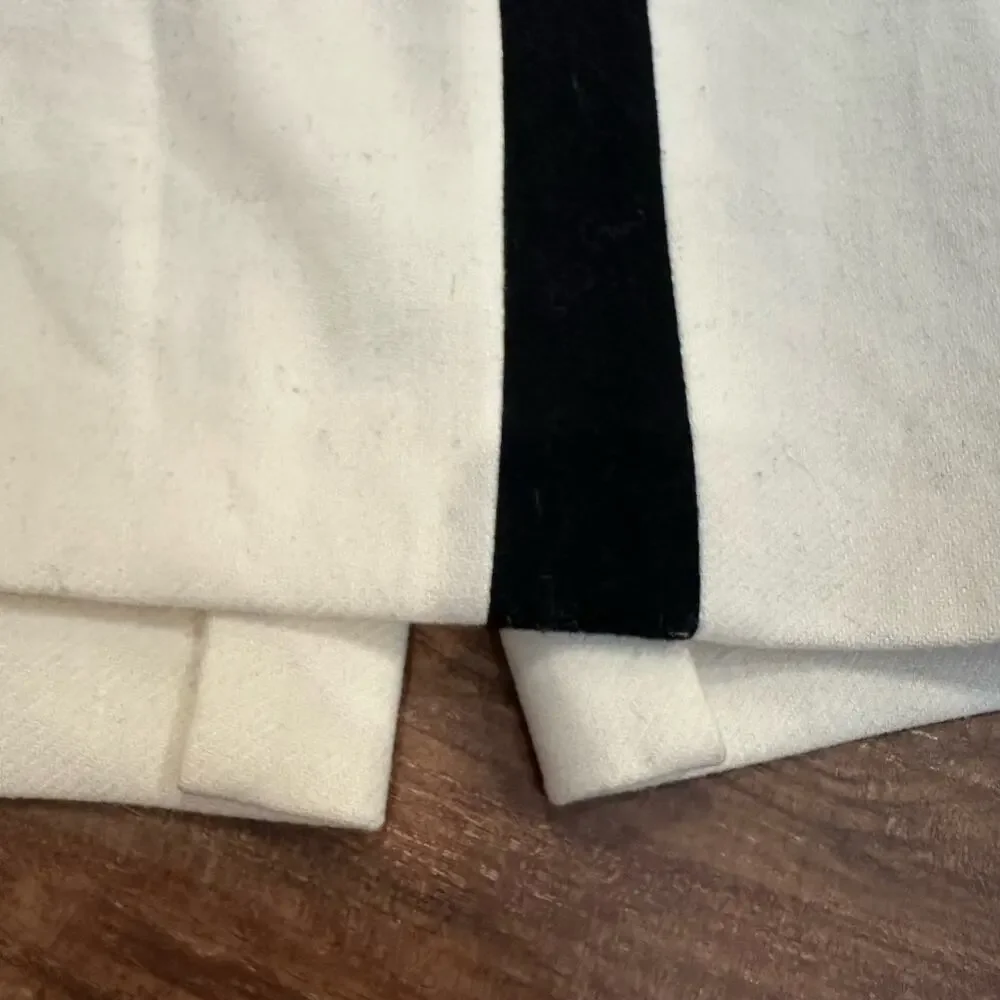 J. Crew Pencil Skirt Ivory Wool Black Velvet 6 S Small